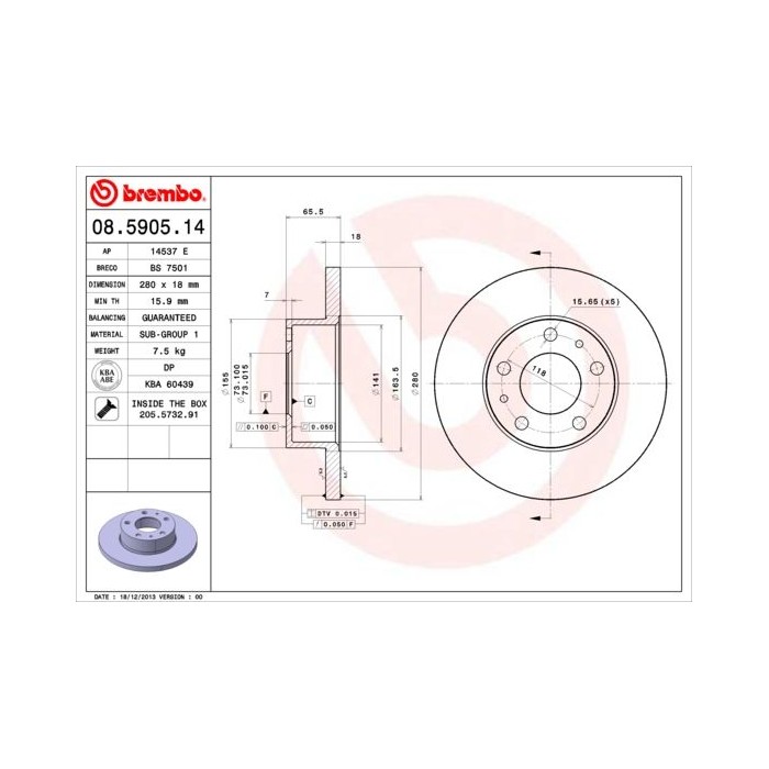 BREMBO Bremsscheibe 08.5905.14