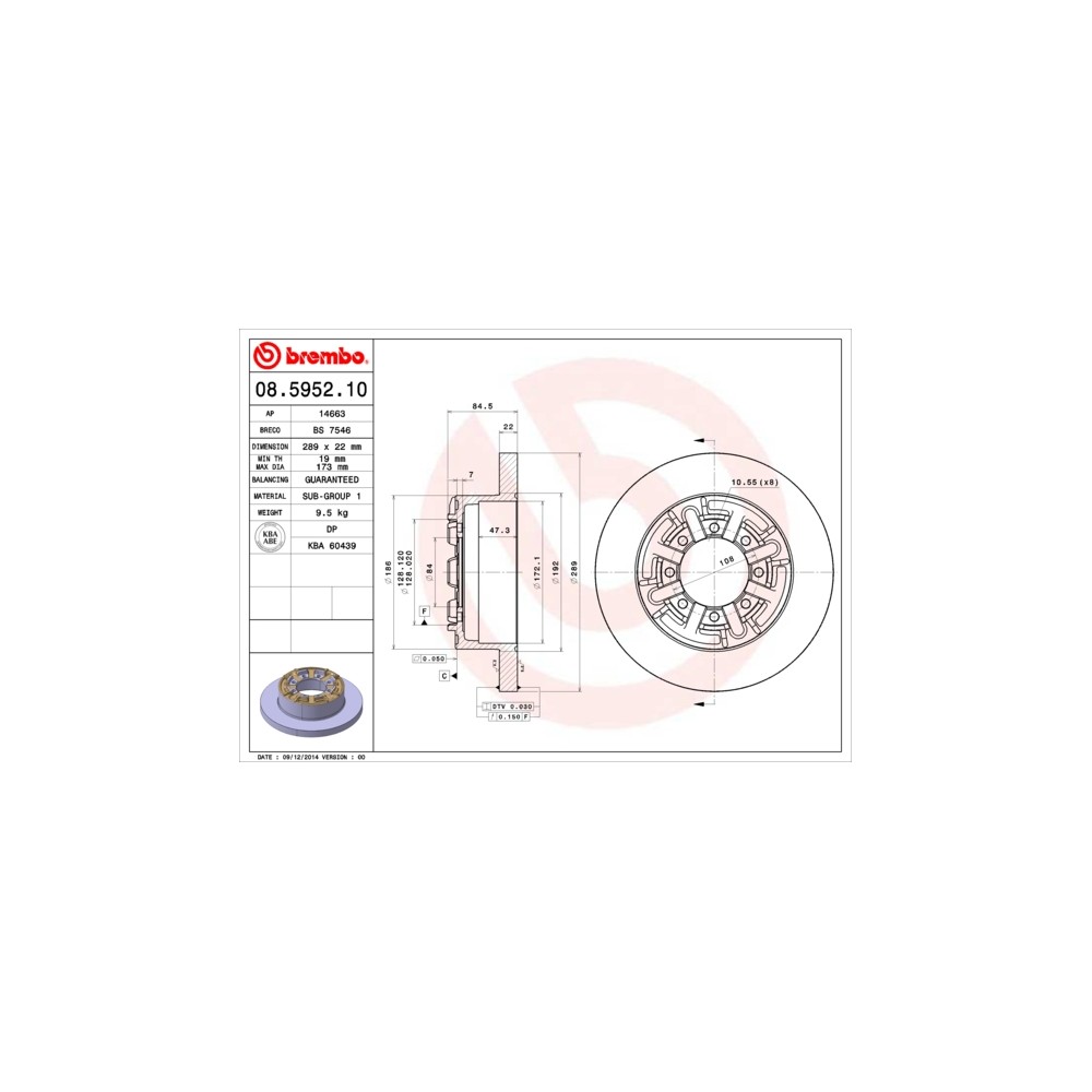 BREMBO Bremsscheibe 08.5952.10
