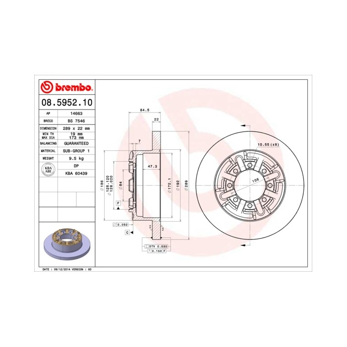 BREMBO Bremsscheibe 08.5952.10