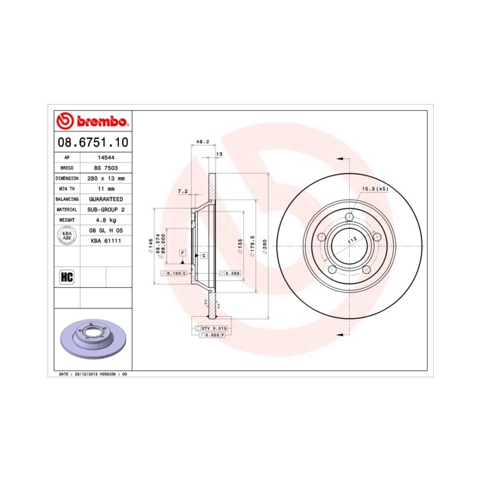 BREMBO Bremsscheibe 08.6751.10