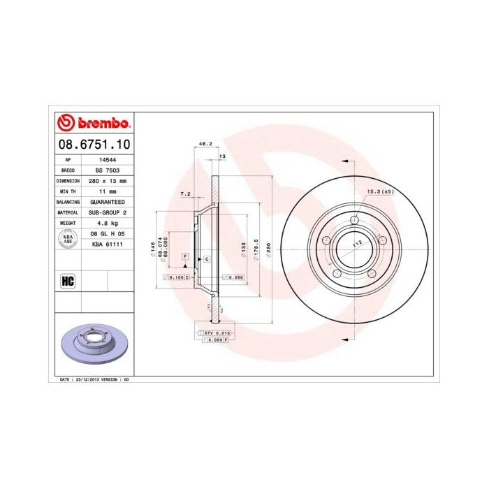 BREMBO Bremsscheibe 08.6751.10
