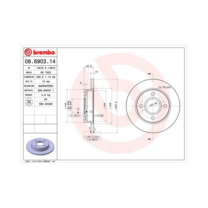 BREMBO Bremsscheibe 08.6903.14