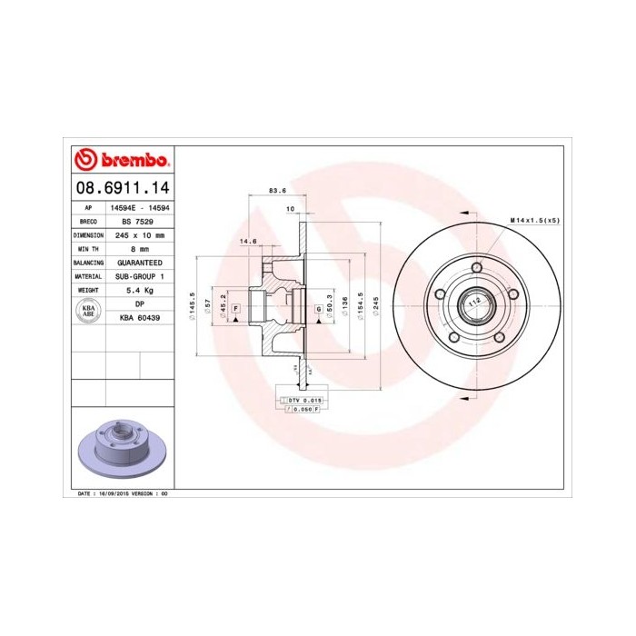 BREMBO Bremsscheibe 08.6911.14