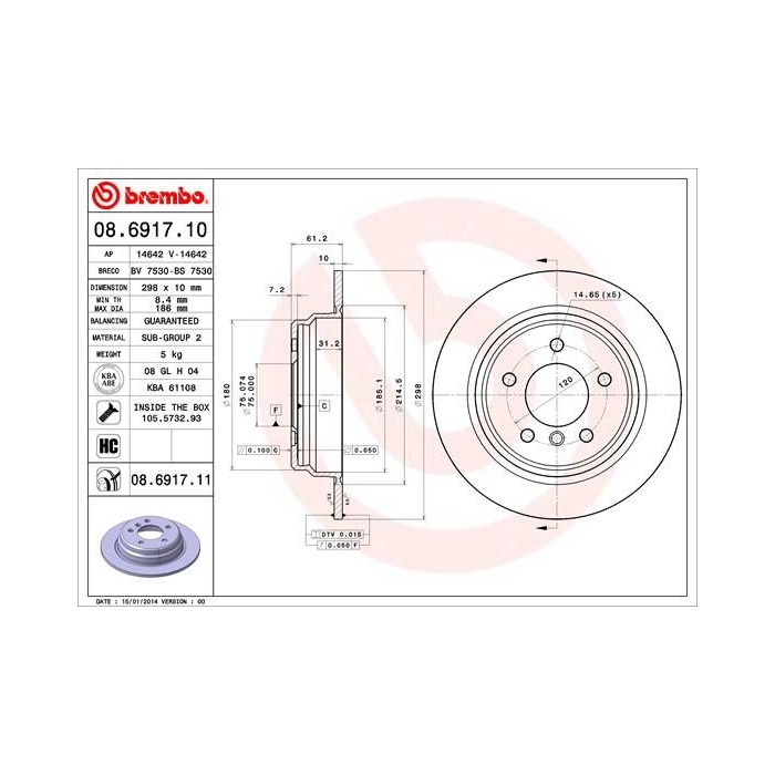 BREMBO COATED DISC LINE Bremsscheibe 08.6917.11