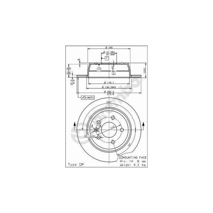 BREMBO Bremsscheibe 08.6968.10
