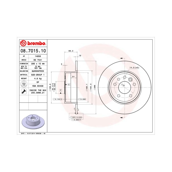 BREMBO Bremsscheibe 08.7015.10