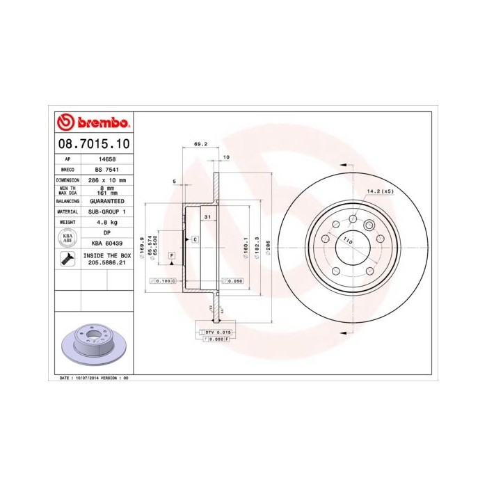 BREMBO Bremsscheibe 08.7015.10