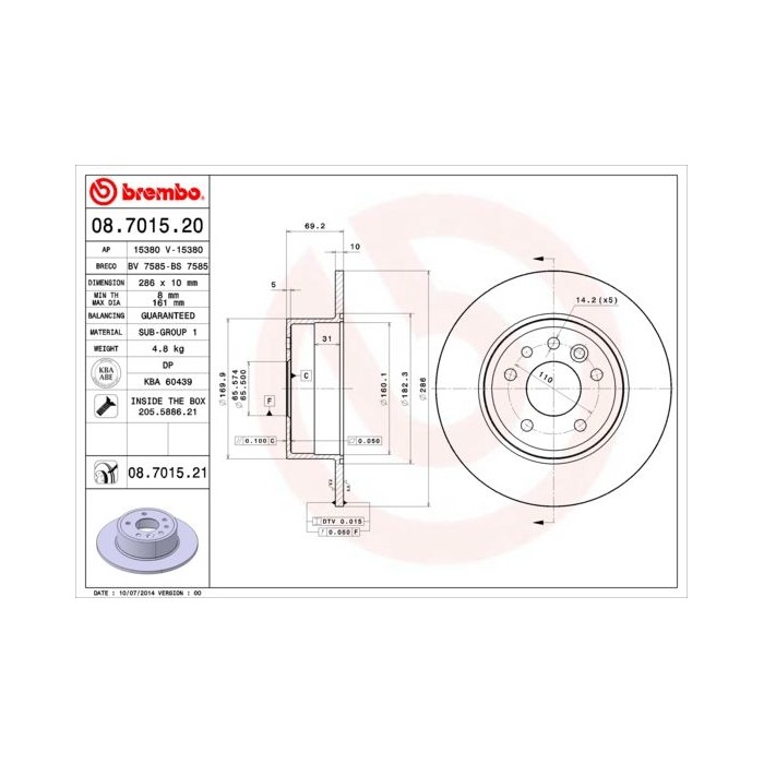 BREMBO Bremsscheibe 08.7015.20