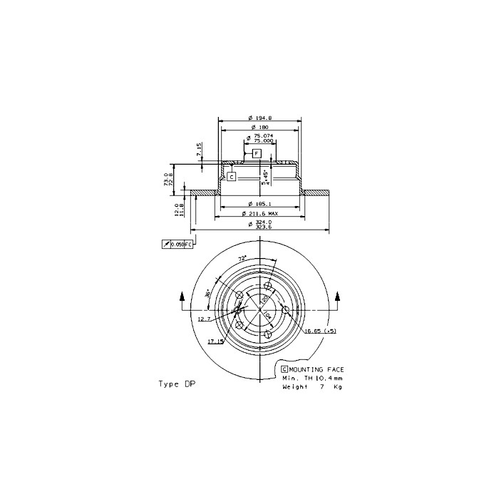 BREMBO COATED DISC LINE Bremsscheibe 08.7019.81