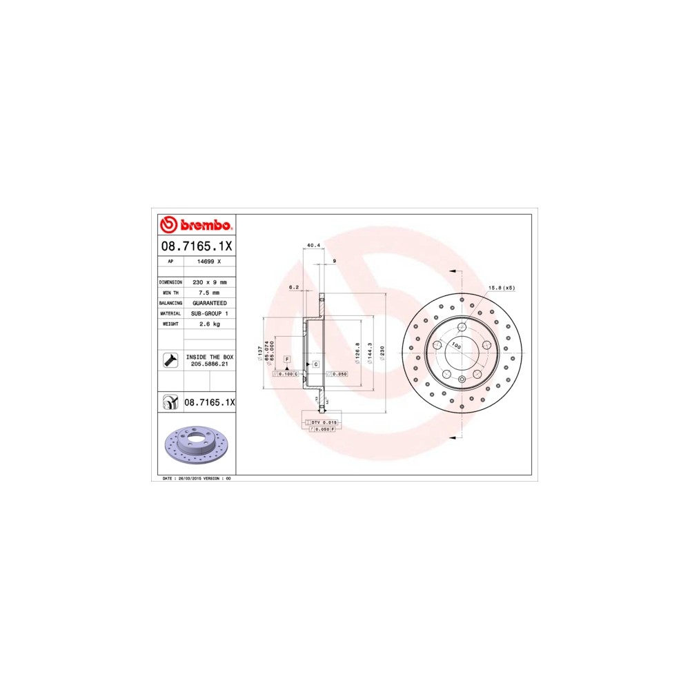 BREMBO XTRA LINE Bremsscheibe 08.7165.1X