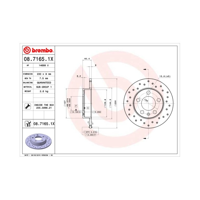 BREMBO XTRA LINE Bremsscheibe 08.7165.1X