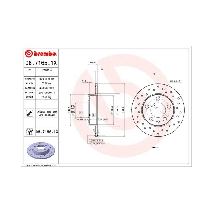 BREMBO XTRA LINE Bremsscheibe 08.7165.1X
