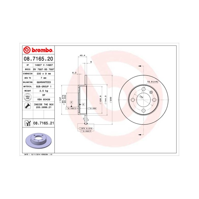 BREMBO COATED DISC LINE Bremsscheibe 08.7165.21