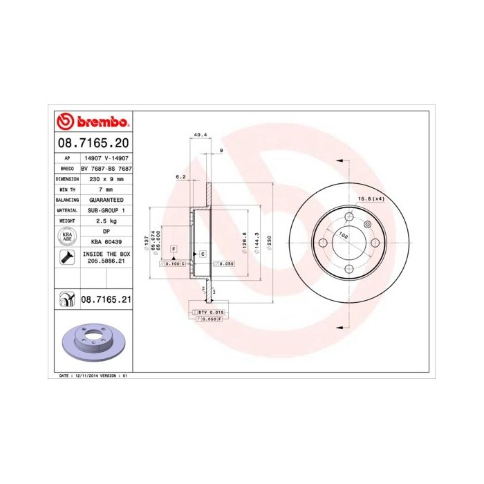 BREMBO COATED DISC LINE Bremsscheibe 08.7165.21