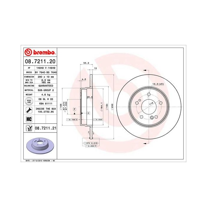 BREMBO COATED DISC LINE Bremsscheibe 08.7211.21