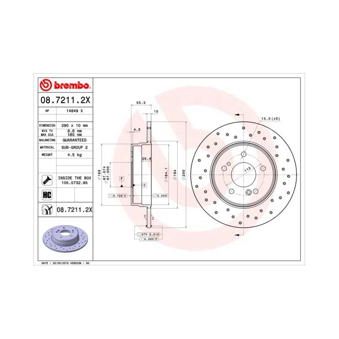 BREMBO XTRA LINE Bremsscheibe 08.7211.2X