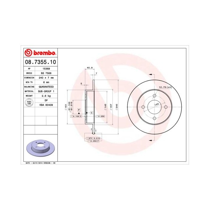 BREMBO Bremsscheibe 08.7355.10