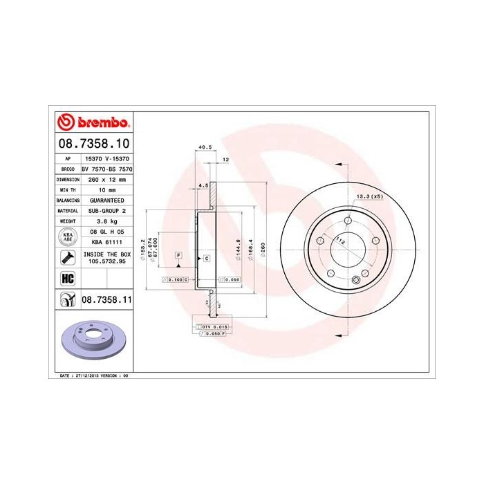 BREMBO COATED DISC LINE Bremsscheibe 08.7358.11