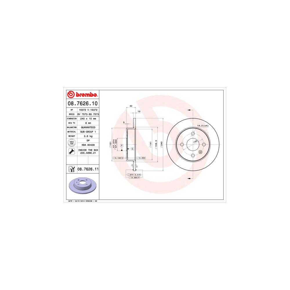 BREMBO Bremsscheibe 08.7626.10