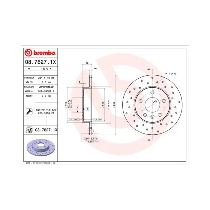 BREMBO XTRA LINE Bremsscheibe 08.7627.1X