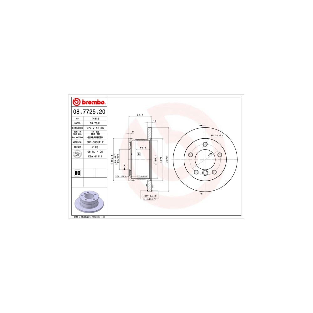 BREMBO Bremsscheibe 08.7725.20
