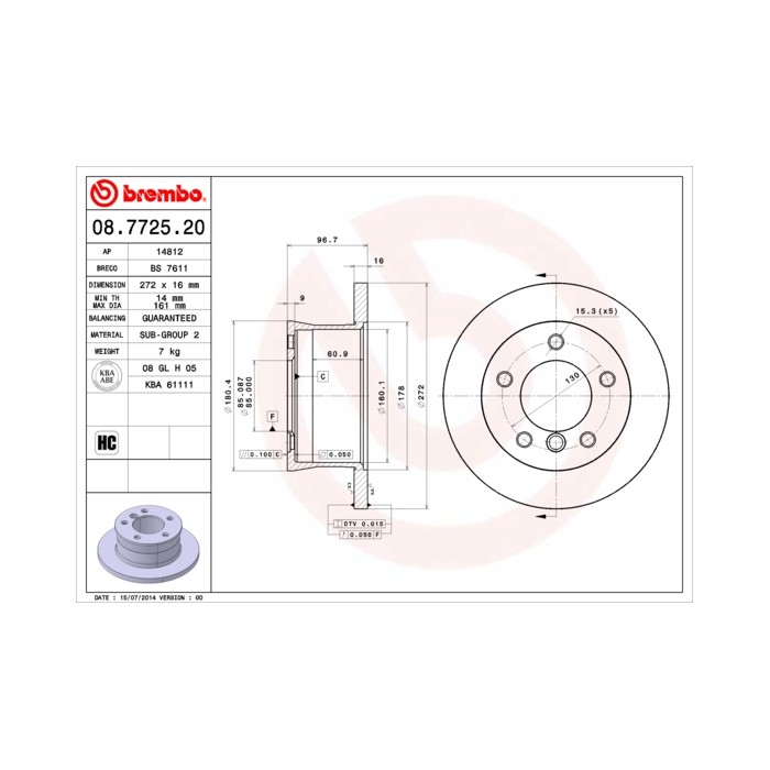 BREMBO Bremsscheibe 08.7725.20