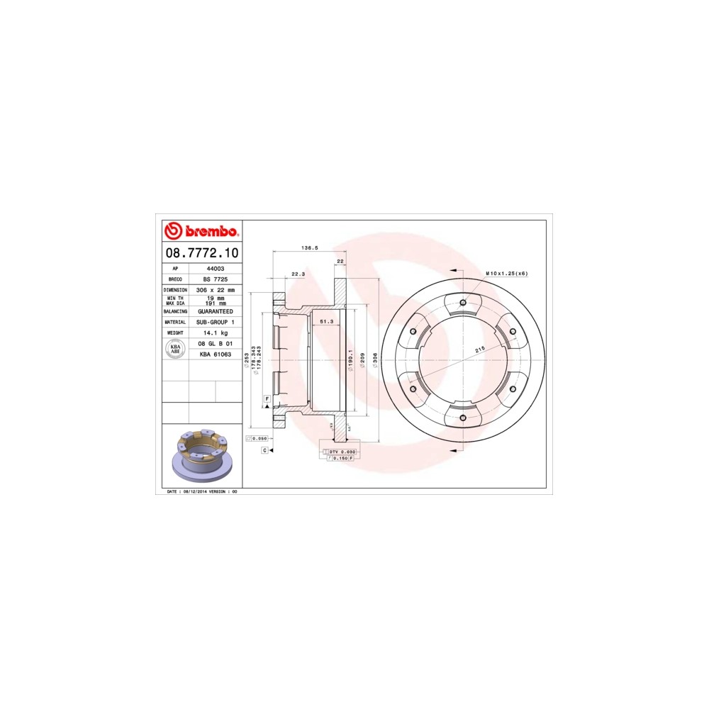 BREMBO Bremsscheibe 08.7772.10