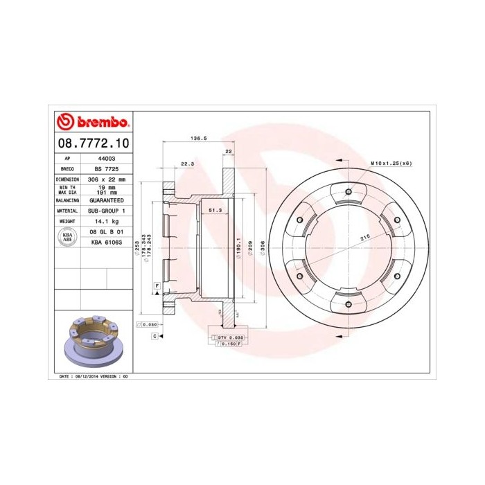 BREMBO Bremsscheibe 08.7772.10