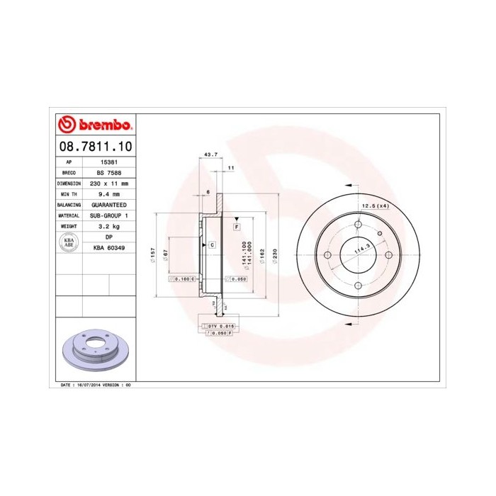 BREMBO Bremsscheibe 08.7811.10