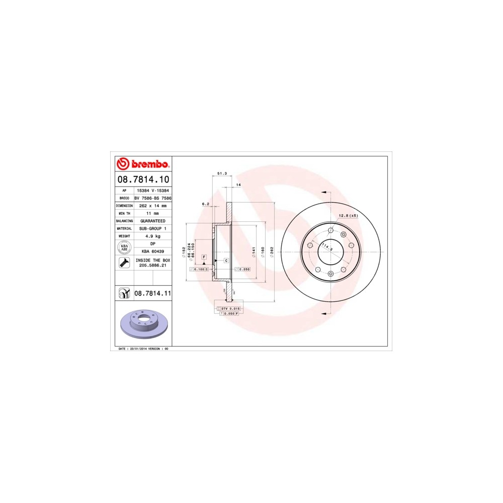 BREMBO COATED DISC LINE Bremsscheibe 08.7814.11