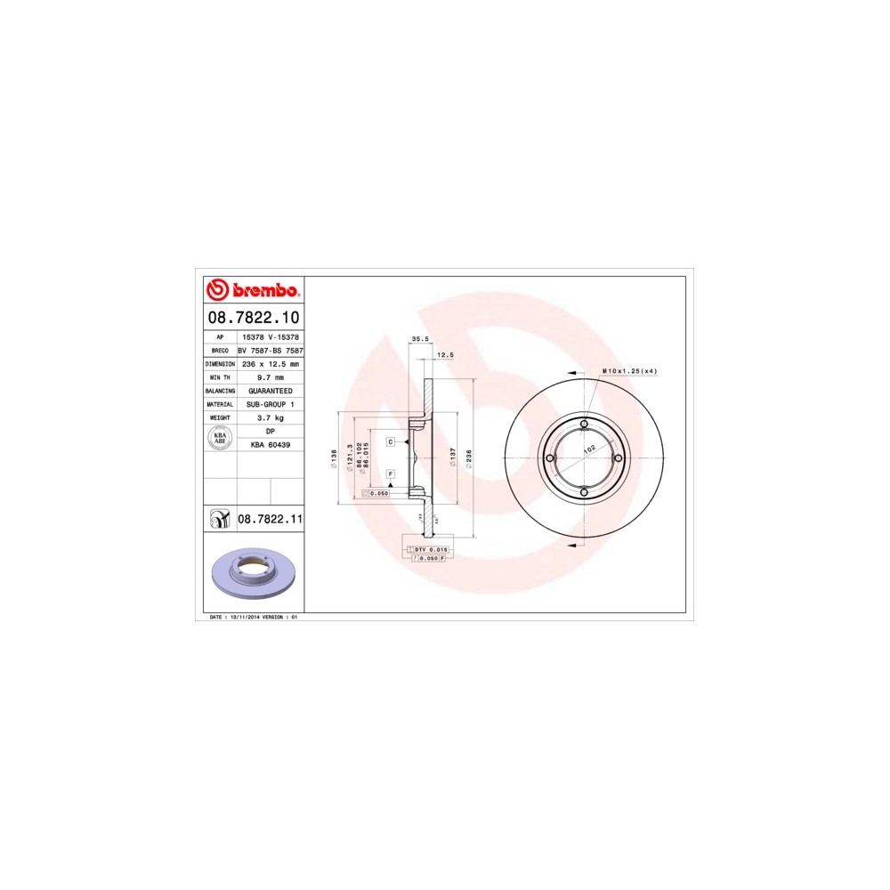 BREMBO Bremsscheibe 08.7822.10