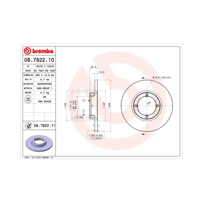 BREMBO Bremsscheibe 08.7822.10