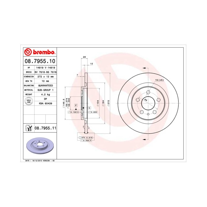 BREMBO COATED DISC LINE Bremsscheibe 08.7955.11