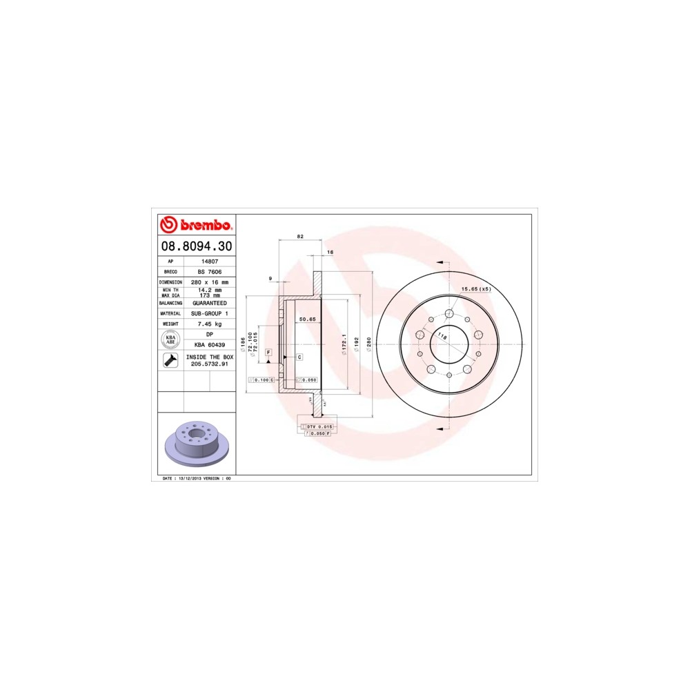 BREMBO Bremsscheibe 08.8094.30