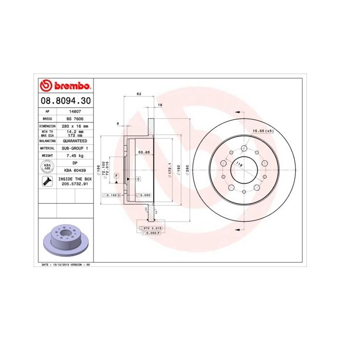 BREMBO Bremsscheibe 08.8094.30