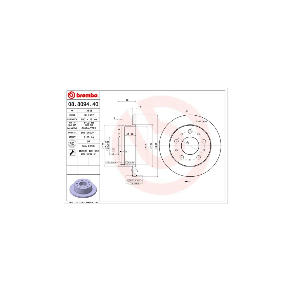 BREMBO Bremsscheibe 08.8094.40