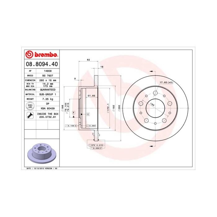 BREMBO Bremsscheibe 08.8094.40