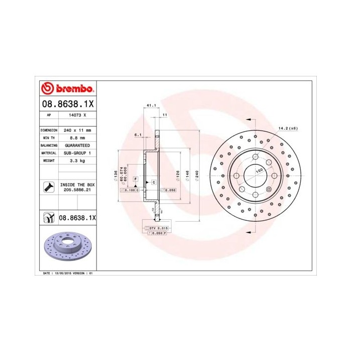 BREMBO XTRA LINE Bremsscheibe 08.8638.1X