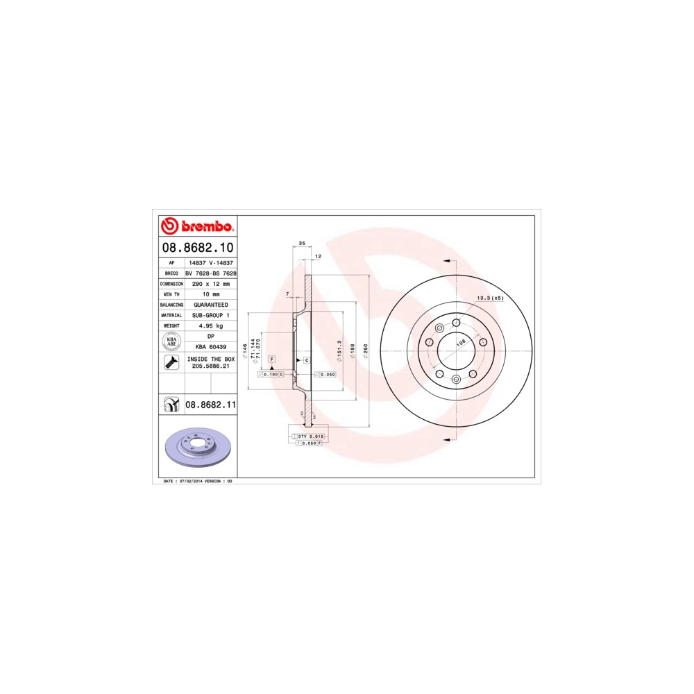 BREMBO Bremsscheibe 08.8682.10