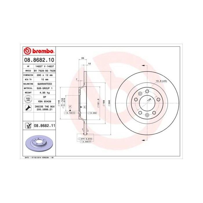 BREMBO Bremsscheibe 08.8682.10