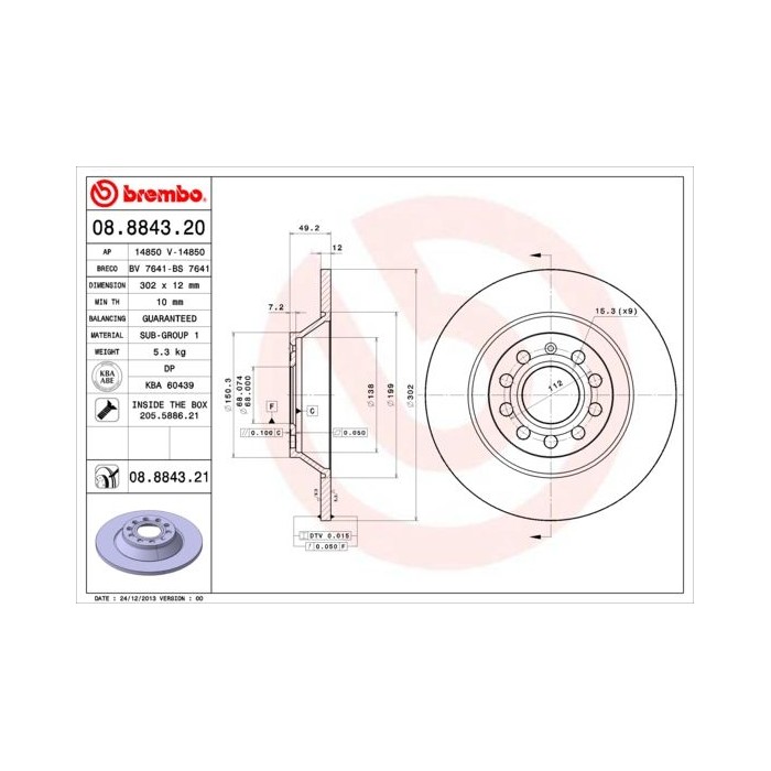 BREMBO Bremsscheibe 08.8843.20