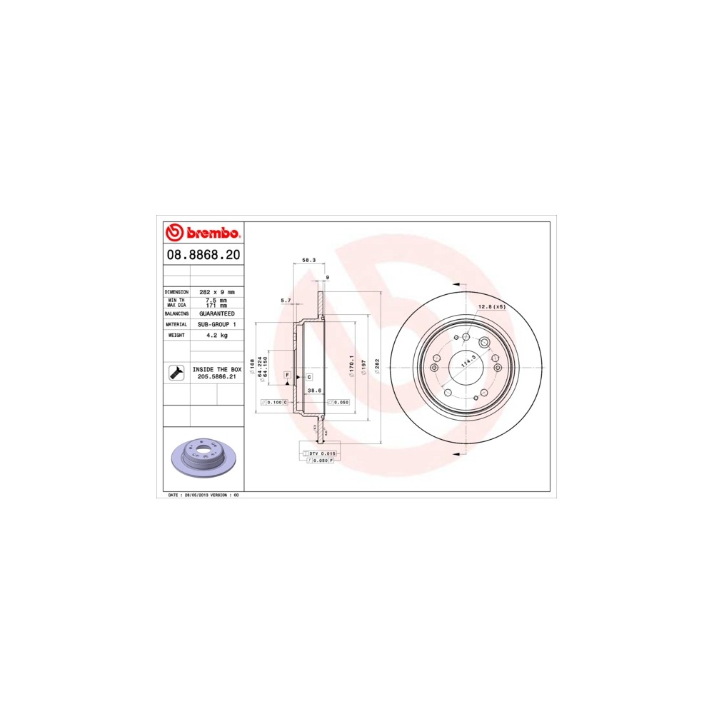 BREMBO Bremsscheibe 08.8868.20