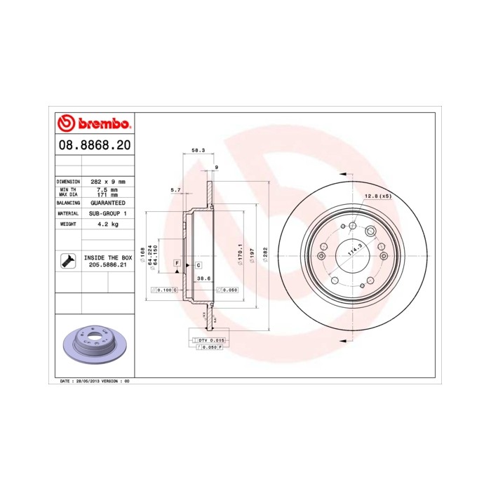 BREMBO Bremsscheibe 08.8868.20