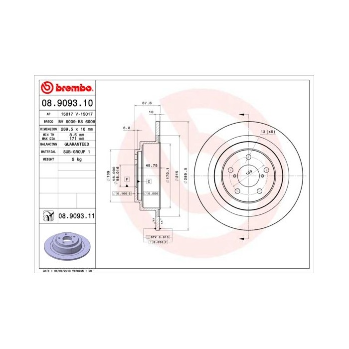 BREMBO Bremsscheibe 08.9093.10