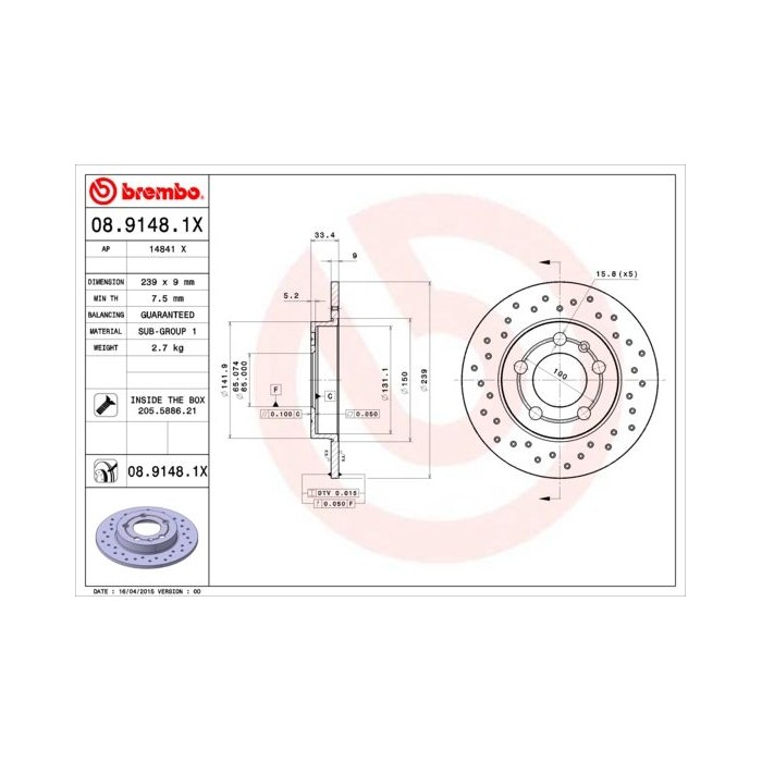 BREMBO XTRA LINE Bremsscheibe 08.9148.1X