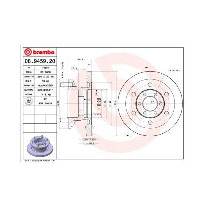 BREMBO Bremsscheibe 08.9459.20