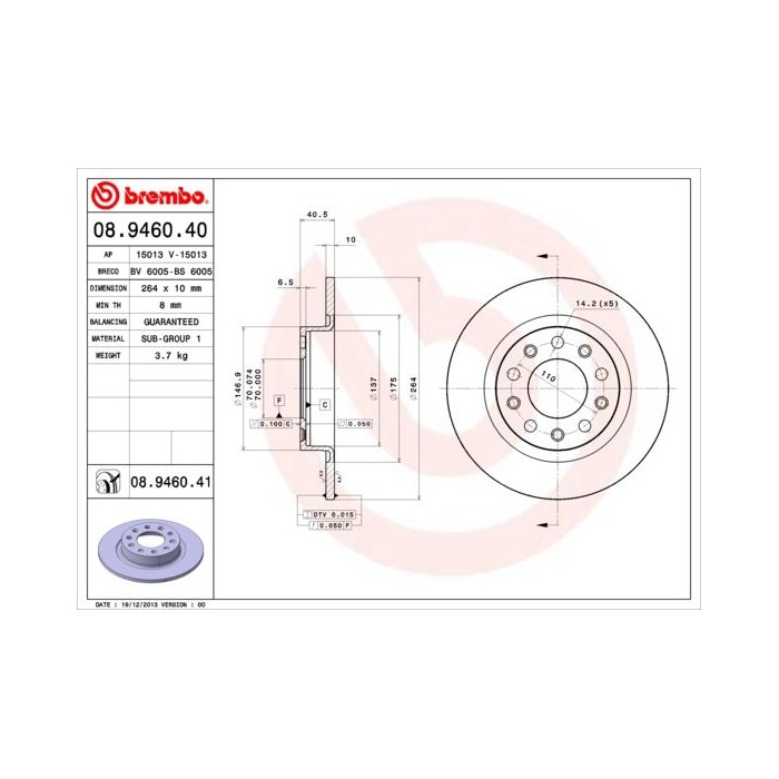 BREMBO COATED DISC LINE Bremsscheibe 08.9460.41