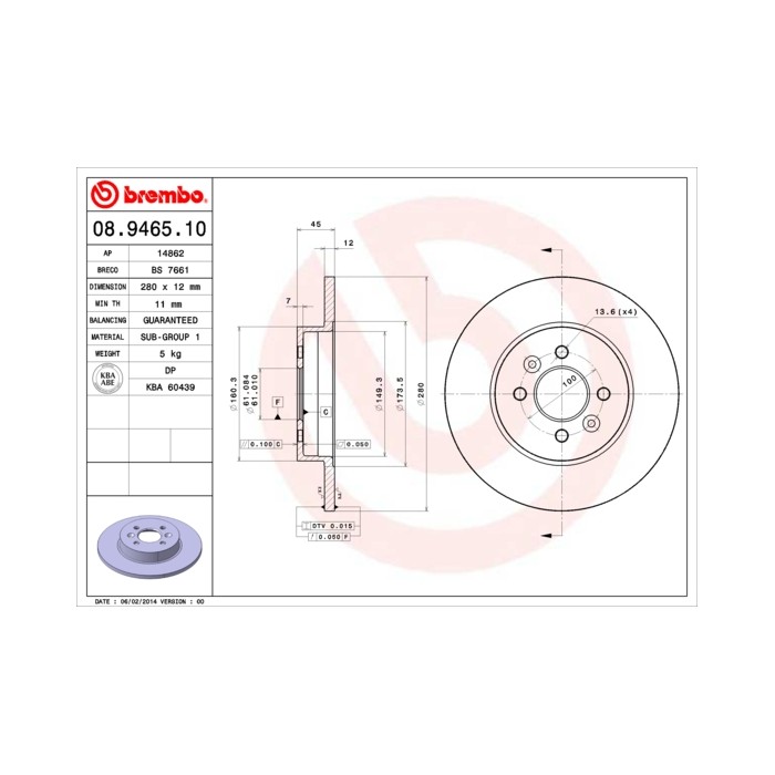 BREMBO Bremsscheibe 08.9465.10