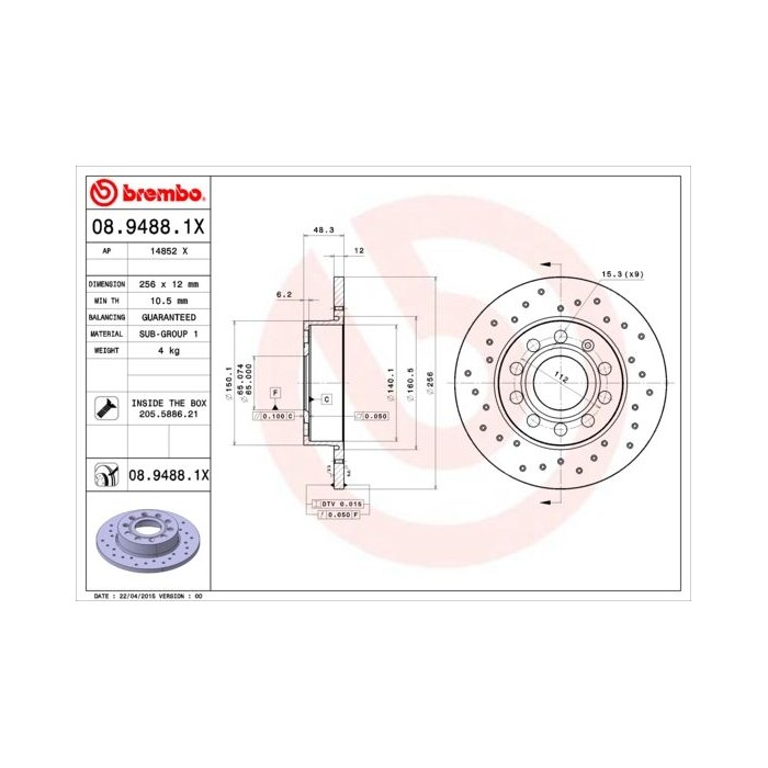 BREMBO XTRA LINE Bremsscheibe 08.9488.1X
