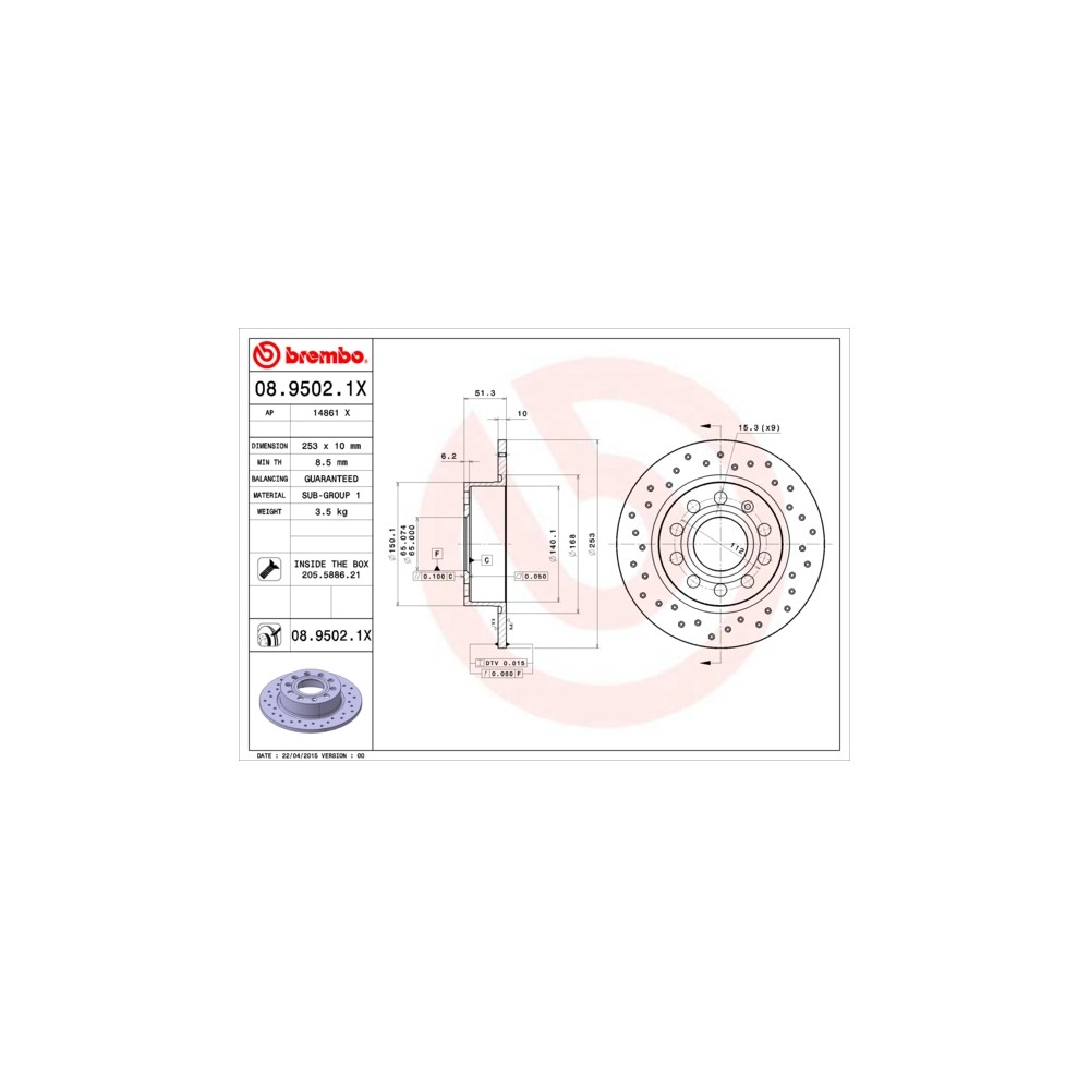 BREMBO XTRA LINE Bremsscheibe 08.9502.1X
